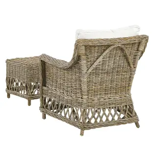 Garden Chair RIBOLLA with Footstool Rattan Natural