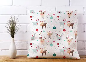 Happy Reindeer With Christmas Lights Cushions 60cm x 60cm