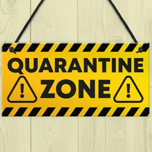 Red Ocean QUARANTINE ZONE Funny Novelty Hanging Wall Sign Man Cave Decor Gifts Novelty Birthday Gift Ideas