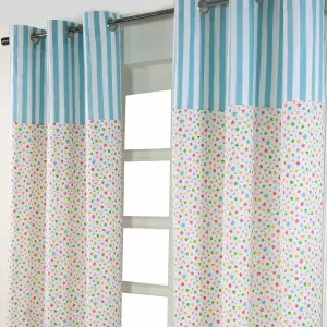 Homescapes Cotton Multi Stars Ready Made Eyelet Curtain Pair, 137 x 182 cm Drop