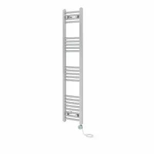 Rinse Bathrooms Smart WiFi Thermostatic Electric Bathroom Curved Heated Towel Rail Radiator with Timer 1400x300mm - Chrome