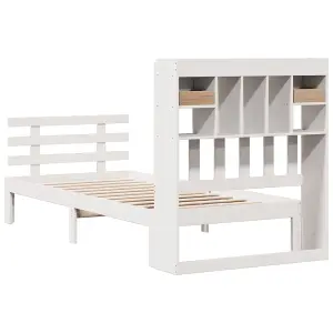 Berkfield Bookcase Bed without Mattress White 100x200cm Solid Wood Pine