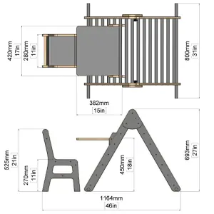 Rebo Montessori Pikler Style Climbing Triangle, Drawing Station & Chair