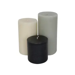 Pillar Candle Set of 3 Black & White Two Tone Candles by Laeto Ageless Aromatherapy - FREE DELIVERY INCLUDED