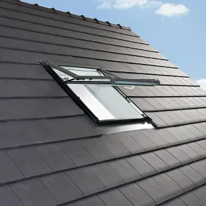 Site Premium Grey Aluminium alloy Centre pivot Roof window, (H)980mm (W)780mm