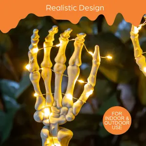 Global Gizmos Set of 2 Halloween Skeleton Arm Lights / Indoor or Outdoor Halloween Decoration / 6 Hour Timer / IP44 Waterproof