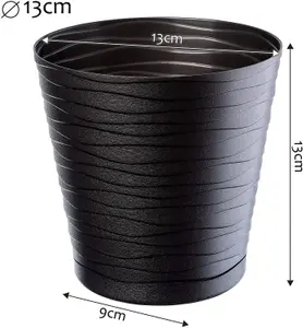 Plant Pot Flowerpot Wave Plastic Crystal Modern Decorative Black 13cm