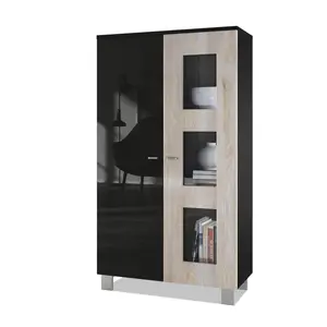 Display Cabinet Nordic oak/Black / Without