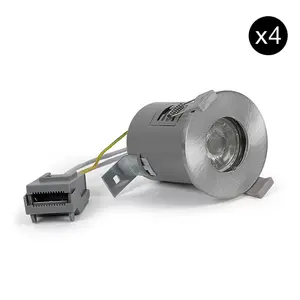 4 PACK - Brushed Chrome GU10  Fire Rated Downlight - IP65 - SE Home