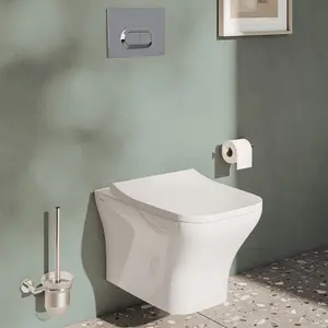 VitrA Koa White Slim Wall hung Square Toilet set with Soft close seat