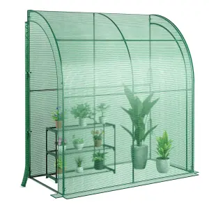 Costway Portable Walk-in Greenhouse Planter Flower Grow Tent with 3-Tier Plant Stand