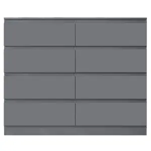 8 Drawer Chest Of Drawers Matt Grey Dark Large Sideboard Bedroom Furniture