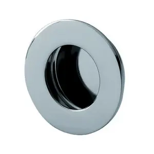 Circular Low Profile Recessed Flush Pull 50mm Diameter Bright Stainless Steel