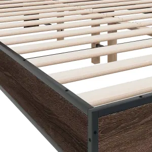 Berkfield Bed Frame without Mattress Brown Oak 135x190 cm Double