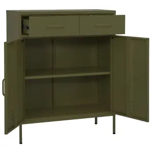 vidaXL Storage Cabinet Olive Green 80x35x101.5 cm Steel