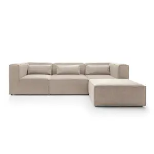 Doris Modular Corner Sofa in Beige Cord Chenille