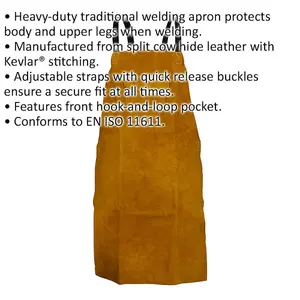 Durable Heavy Duty Leather Welding Apron with Adjustable Straps and Front Pocket