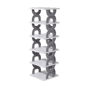 Grey 86cm H 6 Tier Foldable Plastic Shoe Rack