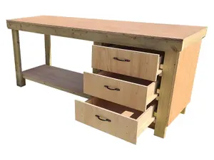 Wooden Eucalyptus top tool cabinet workbench with storage shelf (V.7)  (H-90cm, D-70cm, L-180cm)