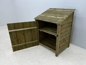 Wooden Premium Tongue & Groove Log Store (W-99cm, H-126cm, D-88cm With door, With Kindling Shelf