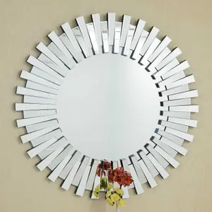 MirrorOutlet Sunburst All Glass Stylised Decorative Mirror 120 x 120