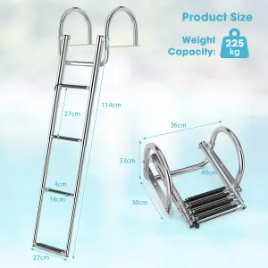 Costway 4-Step Pontoon Boat Ladder Folding Stainless Steel Rear Entry Inboard Ladder