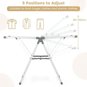 Costway 2-Layer Foldable Clothes Drying Rack Adjustable Clothes Hanger W/Shoe Holder