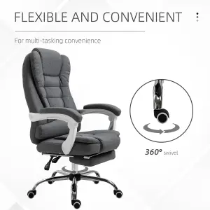 Vinsetto Computer Office Chair Home Swivel Task Recliner w/ Footrest, Arm, Grey