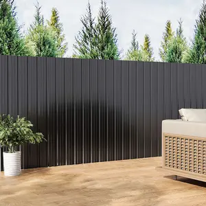 Black Set of 6 Steel Corrugated Panels  for Roofing, Carports, Tool Sheds