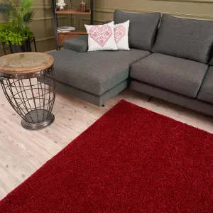 Myshaggy Collection Living Room Rugs Solid Design  Red