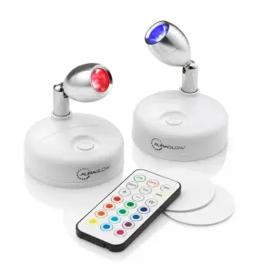 Auraglow LED Wireless Remote Colour Changing Spotlights - Twin Pack