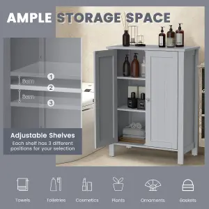 Costway 2-Tier Bathroom Free Standing Storage Cabinet Floor Cabinet W/ Double Door Storage Organiser