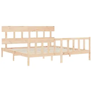 Berkfield Bed Frame with Headboard Super King Size Solid Wood