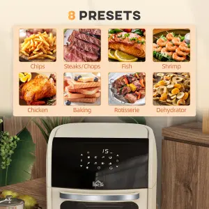 HOMCOM 12L Air Fryer Oven with 8 Preset Modes Rapid Air Circulation Cream