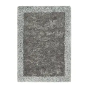 Origins Shimmer Shaggy Border Silver Rug 160 X 230