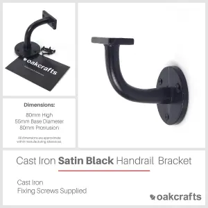 Oakcrafts - Cast Iron Handrail Bracket (Satin Black)