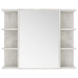 Berkfield Bathroom Mirror Cabinet Concrete Grey 80x20.5x64 cm Engineered Wood