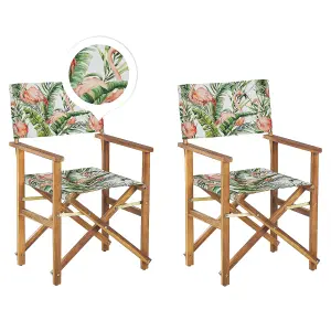 Set of 2 Garden Chairs CINE Acacia Wood Pink