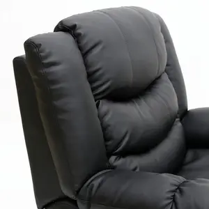 Seattle Manual Recliner Armchair Sofa Home Lounge Bonded Leather Chair (Black)