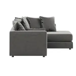 Brooklyn Plush Velvet 3 to 4 Seater L Shaped Corner Sofa Foam Grey Right Hand Facing