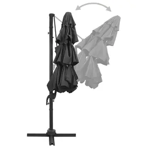 Berkfield 4-Tier Parasol with Aluminium Pole Anthracite 3x3 m