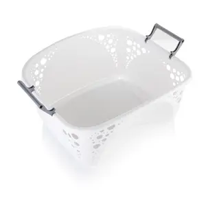 Plastic Laundry Basket with Handles White