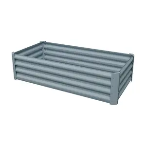 120 x 60cm Outdoor Galvanized Steel Raised Bed for Garden with Climbing Stand