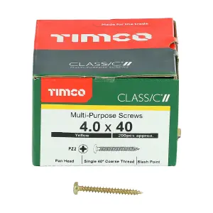 TIMCO Classic Multi-Purpose Pan Head Gold Woodscrews - 4.0 x 40 (200pcs)