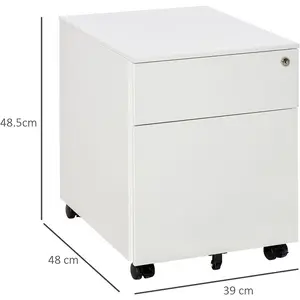 Billups 39cm Wide 2 -Drawer Mobile Steel File Cabinet White