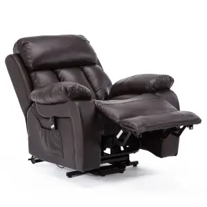 Chester Single Motor Electric Rise Recliner Bonded Leather Armchair Electric Lift Riser Chair (Brown)