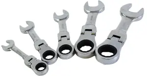 Stubby Ratchet Spanners - 10 to 19mm 5 Piece Set