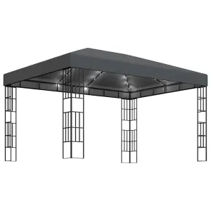 Berkfield Gazebo with LED String Lights 3x4 m Anthracite