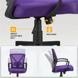 Yaheetech Ergonomic Mid-back Swivel Mesh Office Chair - Purple