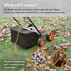 VonHaus Artificial Grass Brush 1500W, Electric Artificial Grass/Lawn Sweeper Cleaner Machine, 35L Collection Bag and 8m Cable